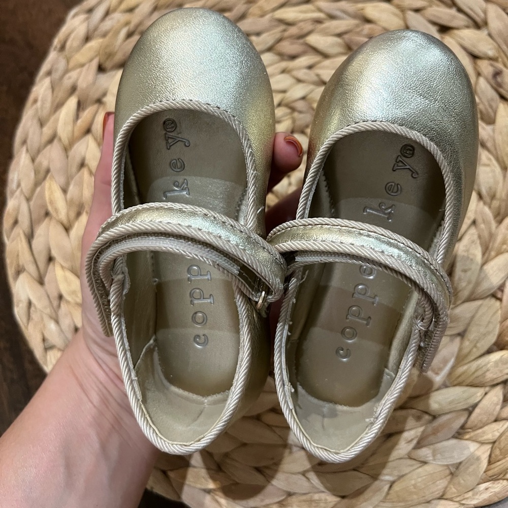 Copper Key Metallic Gold Baby Shoes